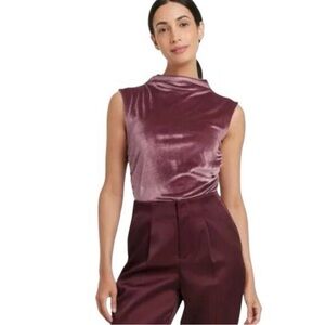 A New Day Womens Ruched Velour Tank Top Stretch Purple Size XL NWT